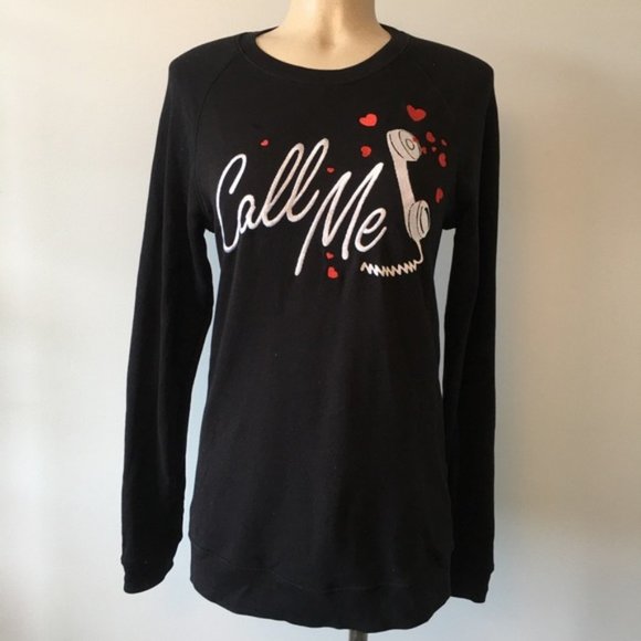 Zoe Karssen Black Pullover Sweater "Call Me" Med - Picture 2 of 7